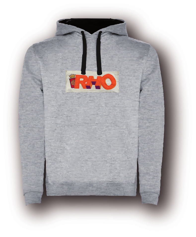 Felpa Rhollywood patch ricamata grigia